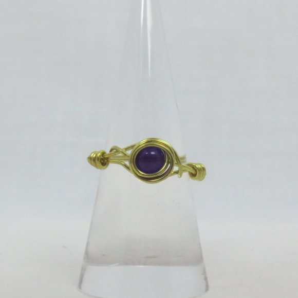 New Brass Wrapped Amethyst Hand Crafted Ring - Picture 3 of 9